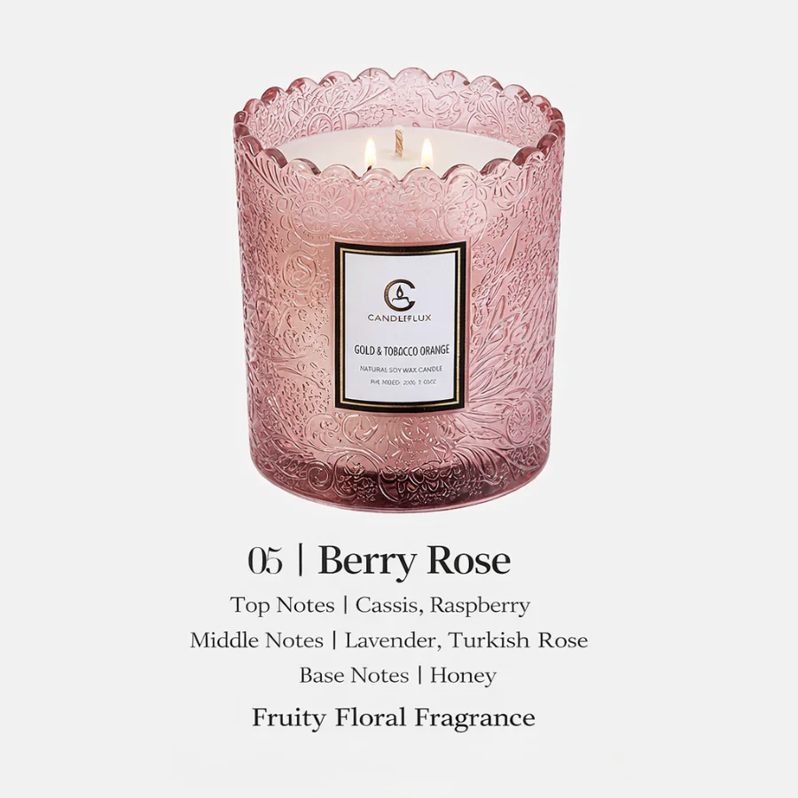 Scented Candle Cups with Embossed Glass Gift Design, Plant-Based Soy Wax Scented Candles with Low-Smoke Performance, Elegant Home Fragrance Candles for Wholesale Valentine’s Day Decor & Gift Use - Image 10