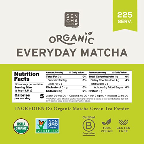 SEN CHA Naturals Organic Everyday Matcha Powder, Authentic Japanese Matcha Green Tea Powder, Premium First & Second Harvest Culinary Grade Organic Matcha Tea, Lattes & Baking, 12oz Bag (1 Pack) - Image 7