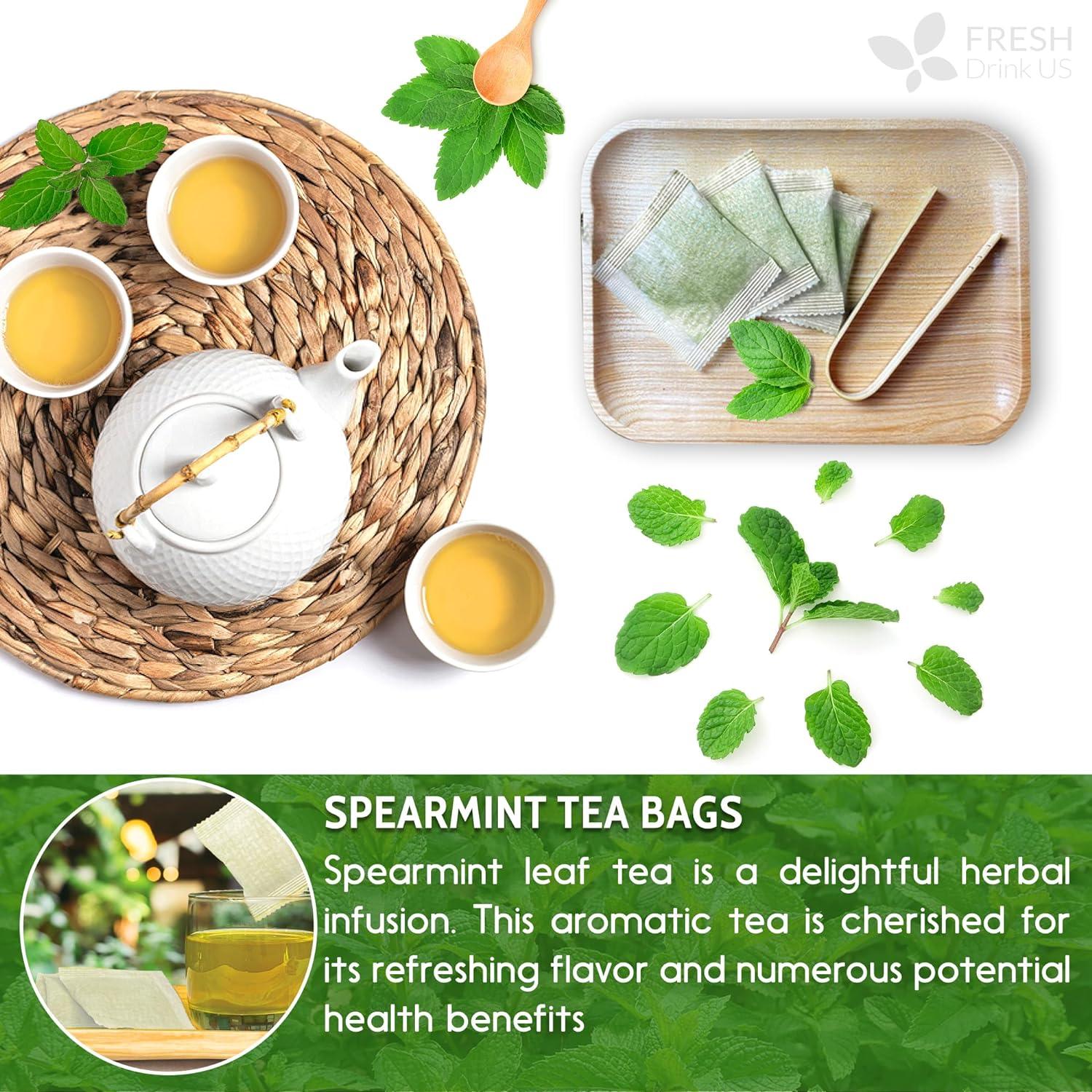 Spearmint Tea Bags, 100% Natural & Pure Spearmint Leaves. Loose Leaf Spearmint Herbal Tea. Spearmint Leaf Tea. No Sugar, No Caffeine, No Gluten, Vegan. - Image 2