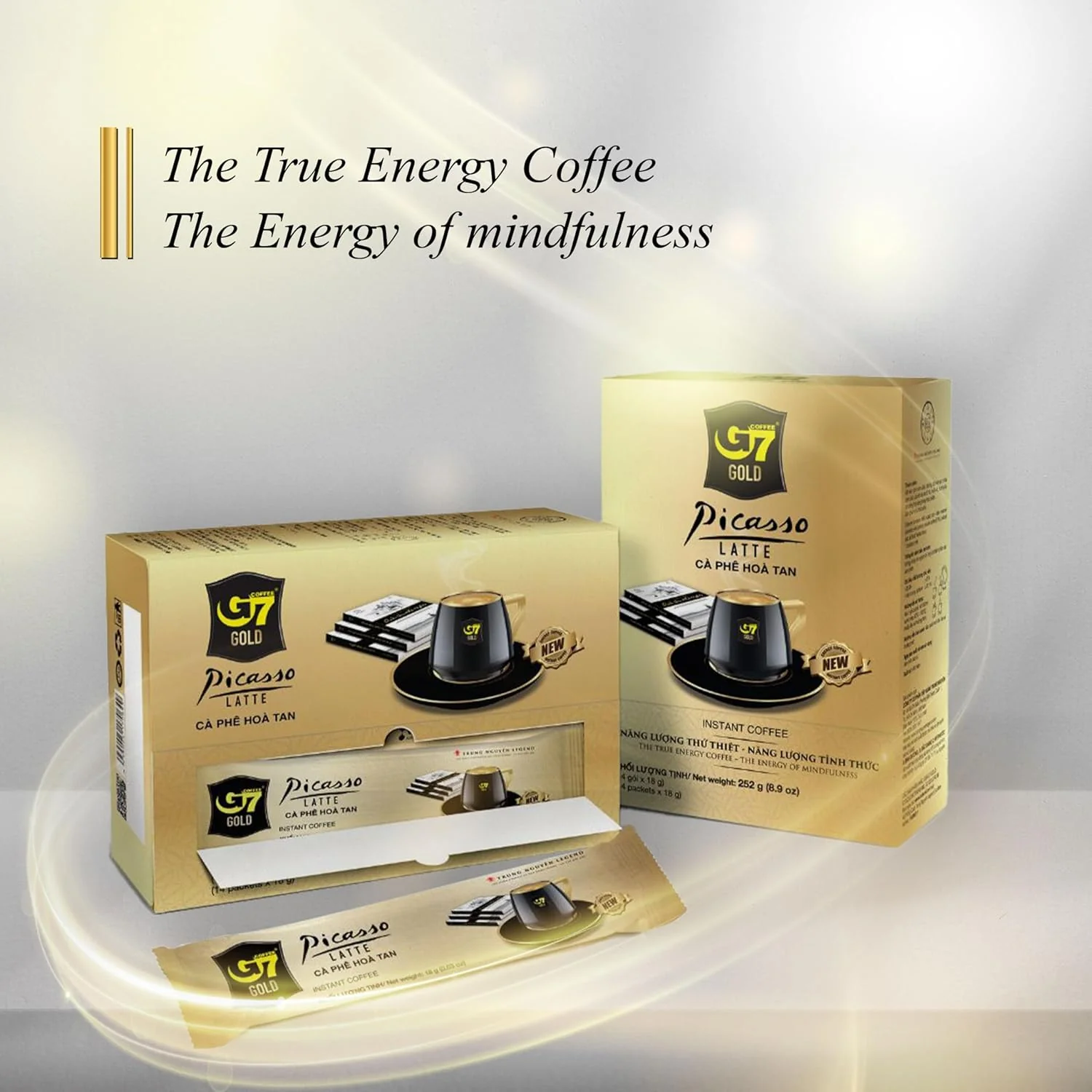 TRUNG NGUYEN G7 Gold Picasso Latte Instant Coffee Single Served Sticks for Energy Boost (8.9 oz - Box of 14 Sticks) - Image 6
