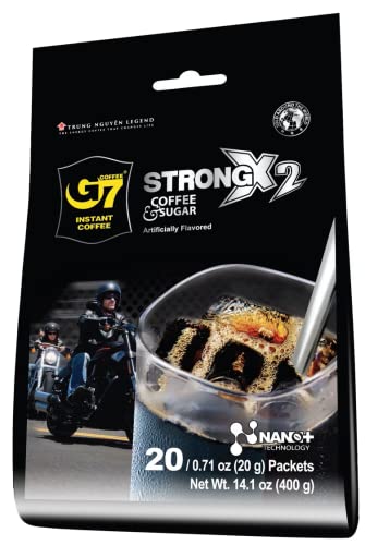 Trung Nguyen G7 Strong X2 Double Strength, 2 in 1 Instant Black Coffee and Sugar (20 Single Serve Packets) - Image 6