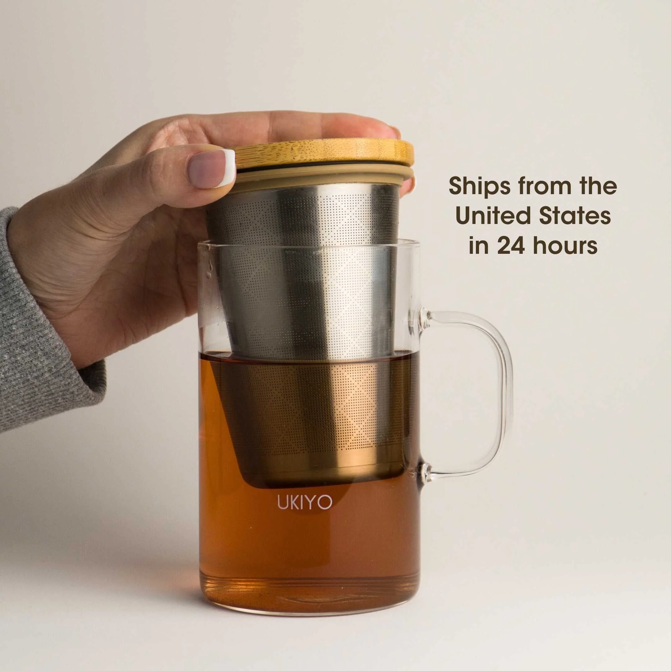 Ukiyo Wood - Glass & Stainless Steel Tea Infuser - Image 4