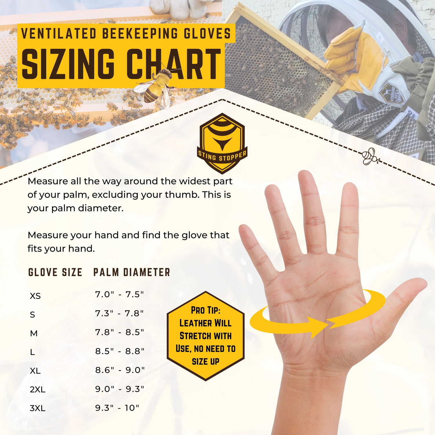 Ventilated Goat Skin Beekeeping Gloves - Image 2