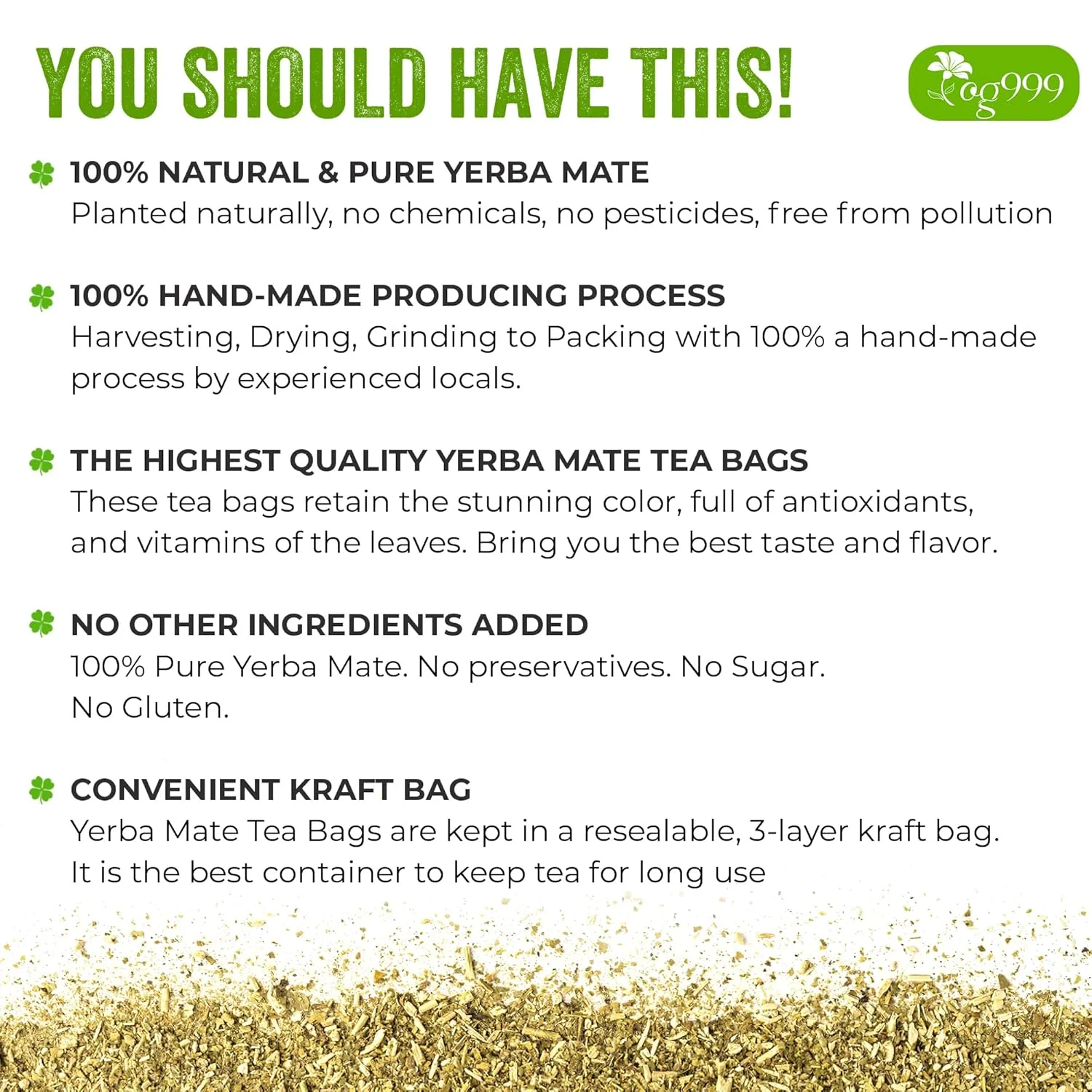 Yerba Mate Tea Bags, Hi-Caffeine, Unsmoked Yerba Mate Tea Bags, Super-Green Yerba Mate, No Dust - Image 3